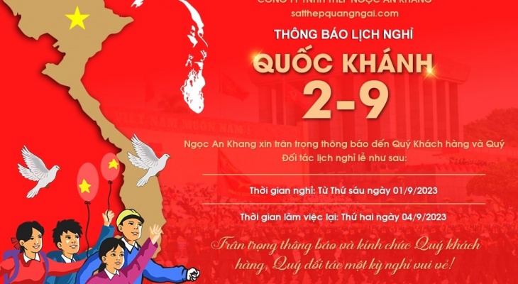 THÔNG BÁO LỊCH NGHỈ LỄ QUỐC KHÁNH 02/9/2023